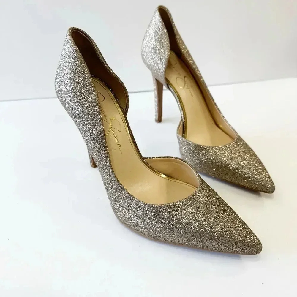 JESSICA SIMPSON Sparkly D'Orsay Party Heels Size 7.5‎